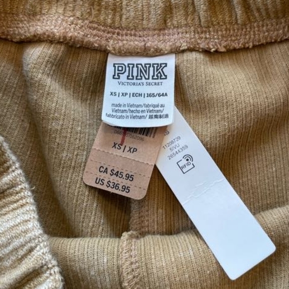 Nwt Victorias Secret Pink Yellow Gold Ribbed Dad Shorts Size Extra Small - Picture 5 of 5